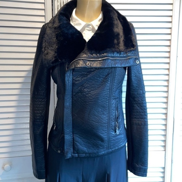 Members Only Jackets & Blazers - Members Only Vegan Faux Leather Grey Zip
Up Moto Jacket size M